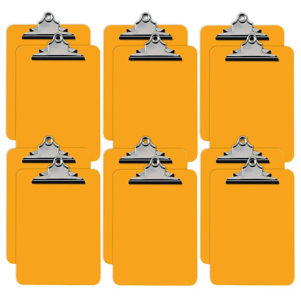 Better Office Products Plastic Clipboards, Durable, 12.5 x 9 Inch, Standard Metal Clip, Yellow, 12PK 45120